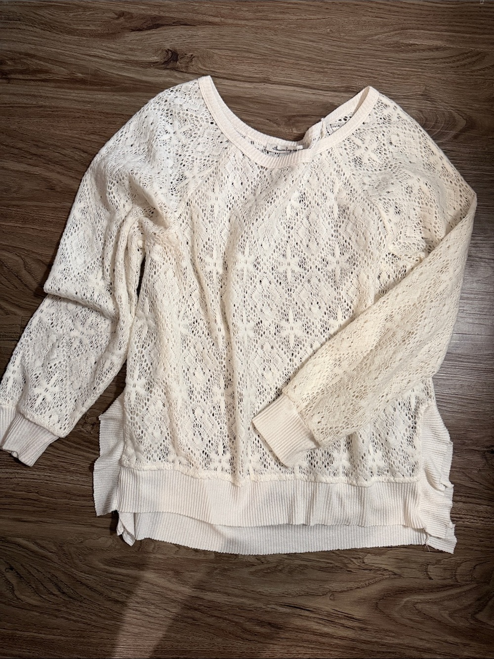 American Rag Cream Lace Knit Pullover Sweater